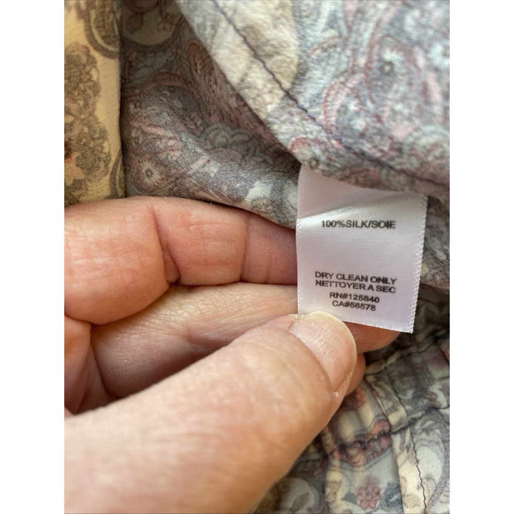 Intermix McCourty 100% Silk Faux Wrap Long Sleeve Paisley Romper Pockets Sz P/2 - Picture 8 of 8